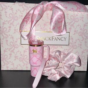 LoveShackFancy english ivy scrunchie and LSF X Stanley coquette bow ornament set